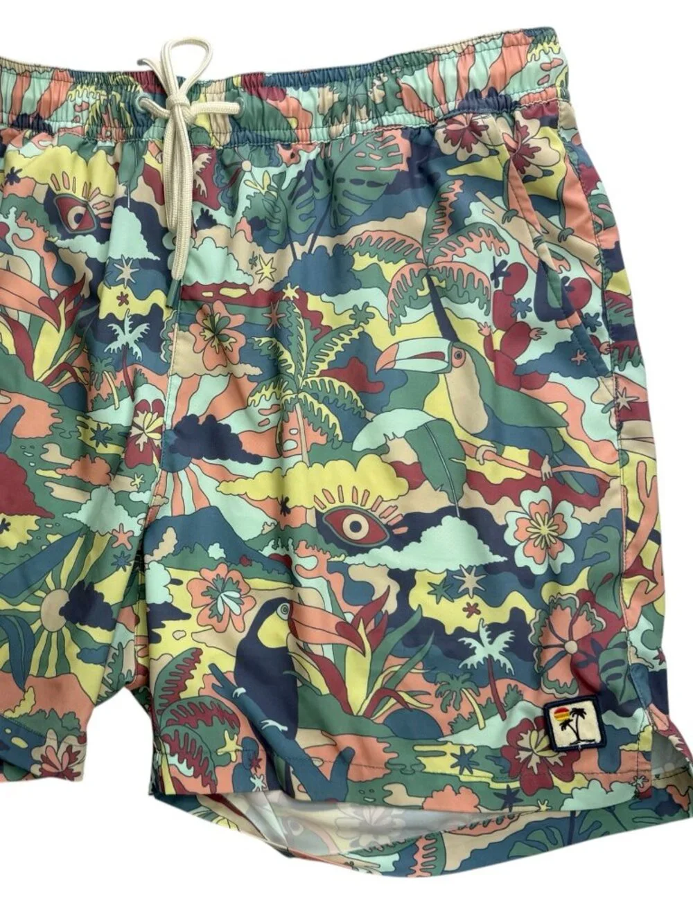 Men's Swim Trunk Shorts, Marine Layer 4-Way Stretch, Large.  Drawstring Elastic